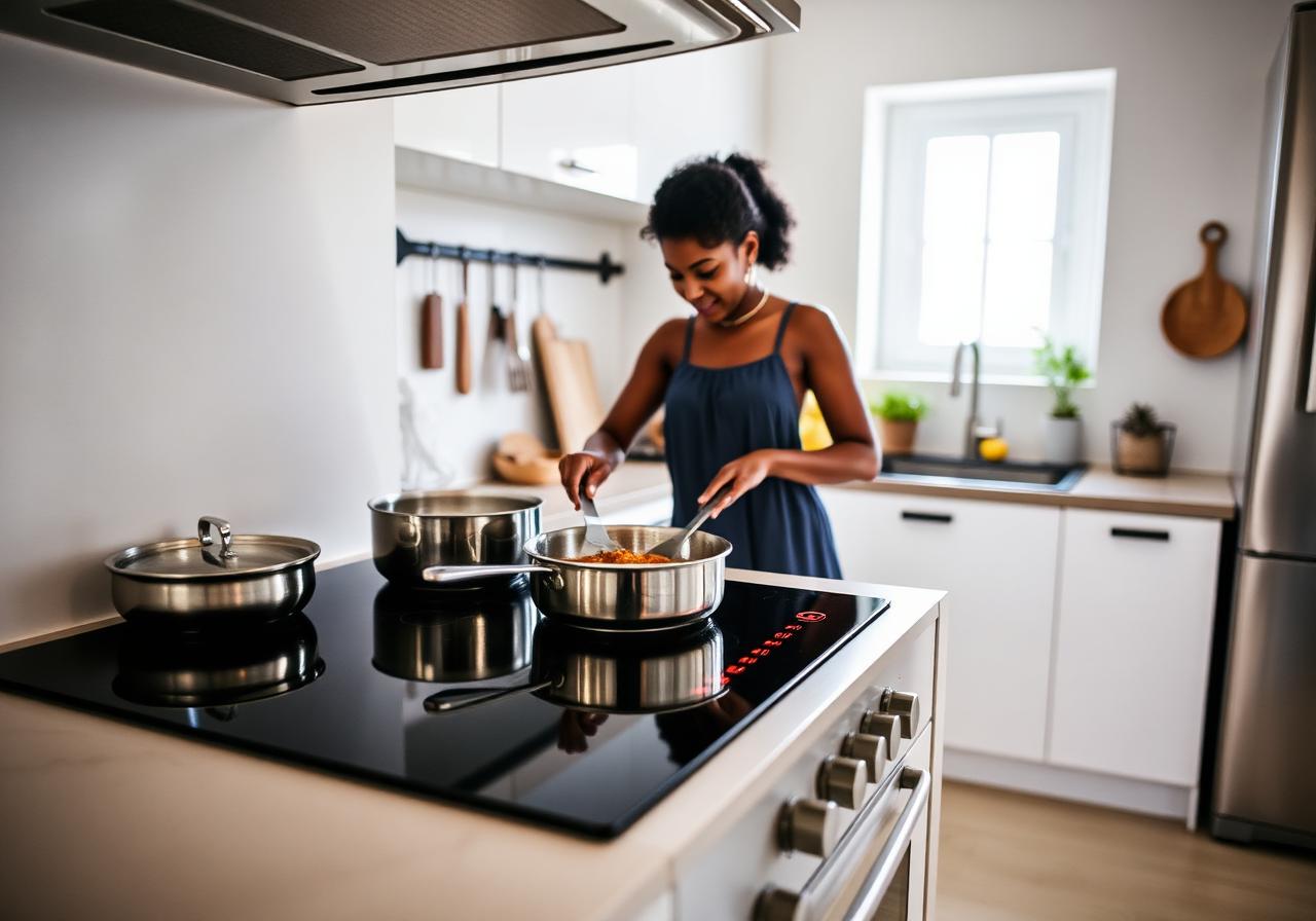 Modern induction stove in a home kitchen